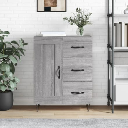 vidaXL - Dressoir - 69,5x34x90 - cm - bewerkt - hout - grijs - sonoma - eikenkleurig