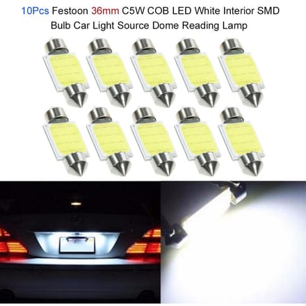 10 stuks Festoon 36mm C5W COB LED Wit Interieur SMD Lamp Auto Lichtbron 36mm beige