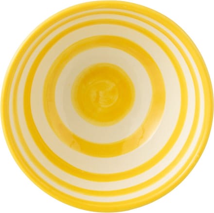 J-Line kom Granada Stripes High - keramiek - wit/geel - small - Ø 14 cm