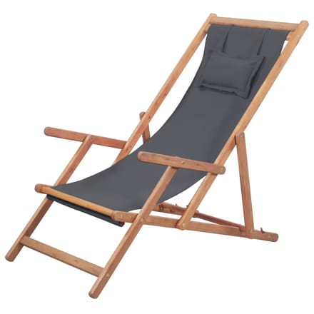 vidaXL - Opklapbare - stoel - met - stoffen - bekleding - en - houten - frame, - grijs