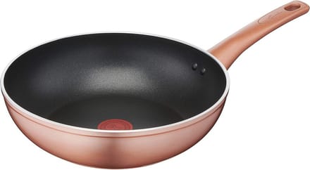 Wok met Kopereffect - Antiaanbaklaag - Aluminium - 28 cm Zwart