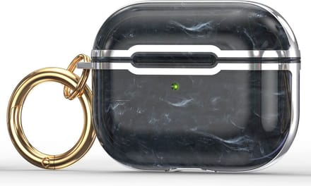 Case cover - Apple Airpods 3 - zwart zilver - siliconen marmer
