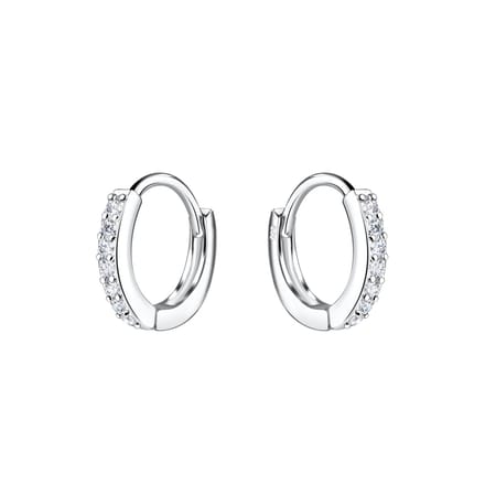 Joy|S - Zilveren oorringen 11 mm - zirkonia - dikte: 2 mm - scharnier sluiting
