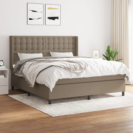 vidaXL - Boxspring - met - matras - stof - taupe - 180x200 - cm