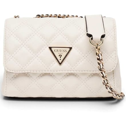 Guess Giully ii Mini Convertible Flap Vrouw uit wit gewatteerde met ketting schouder