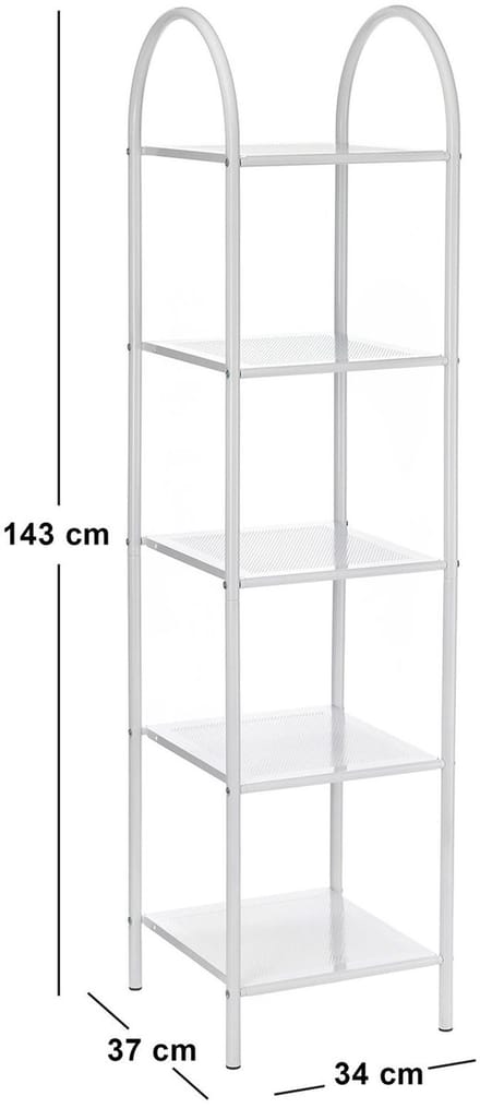 Badkamerrek MADURAI met 5 planken, wit gelakt