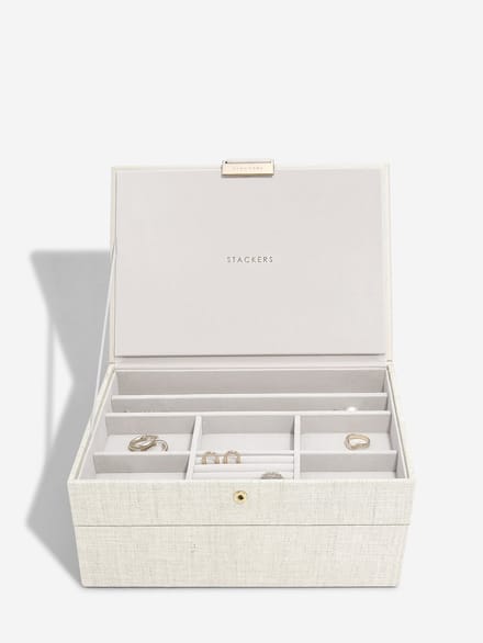 STACKERS LINEN OATMEAL - Sieradendoos - Juwelendoos - Sieradenhouder - Sieraden Organizer - 2-set