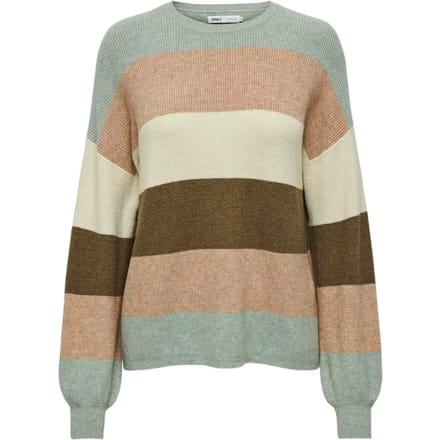 Only Trui Onlatia L/s Stripe Pullover Knt Noo 15220044 Hedge Green/w. Toasted Dames Maat - M