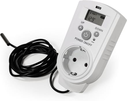 Digitale stekker thermostaat met buitensensor - Temperatuurregelaar 5-30 °C voor verwarming en koeling