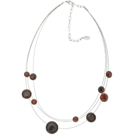 Behave - Ketting - Korte Multi layer Staaldraad Ketting met bruine details