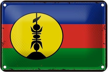 Blechschild Flagge Neukaledonien 18x12cm Retro Flag Dekoration
