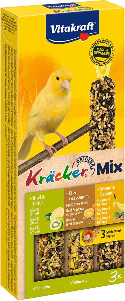 Vitakraft Kanarie Kracker - Sinaasappel & Sesam & Kiwi - 3 st