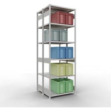 SCHULTE Lagertechnik - Dubbele basisrekken MULTIPlus250 insteeksysteem - 3000x1000x(2x500) mm, 14 legborden, gegalvaniseerd