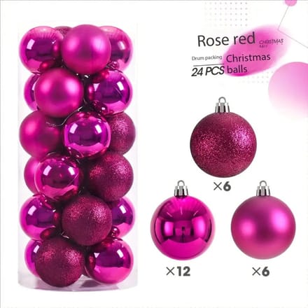 Nivard Kerstballen - Kerstversiering - Plastic - Kerstballenset - Rood - 24 stuks
