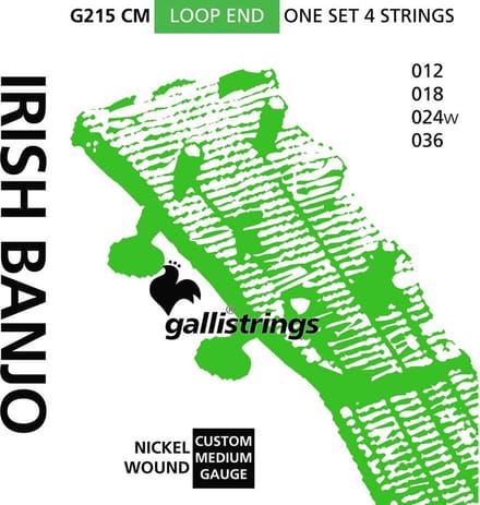 Galli G-215-CM snaren set Irish tuning tenor banjo nickel wound, loop end, custom medium gauge, 012-018-024w-036