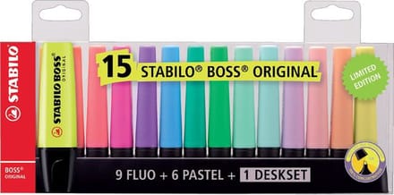 Markeerstift stabilo boss bureauset 70/15 15st ass | 5 stuks