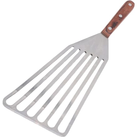 Visspatel RVS voor Koken met Houten Handvat Multifunctionele Barbecue Draaier L L white