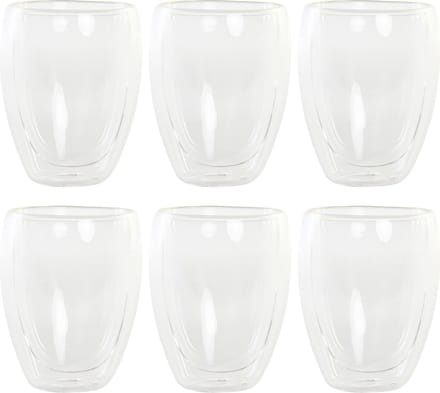 Items koffieglazen dubbelwandig - set 6x - latte macchiato glazen - 350 ml