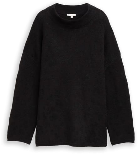 Tom Tailor - Oversized gebreide trui met glittereffect - Maat M - black lurex knit