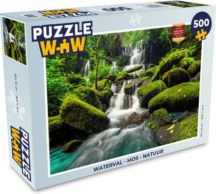 Puzzel Waterval - Bloemen - Planten - Groen - Legpuzzel - Puzzel 500 stukjes