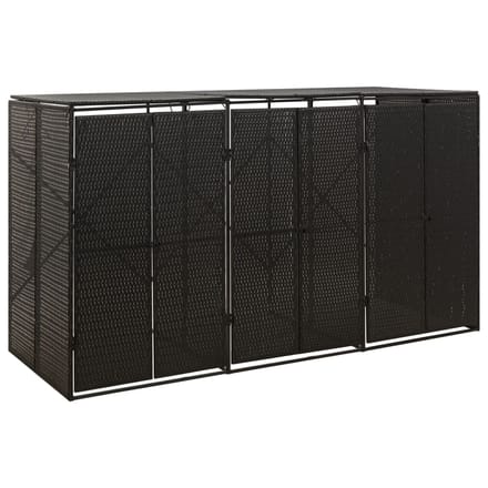 vidaXL - Containerberging - driedubbel - 207x80x117 - cm - poly - rattan - zwart