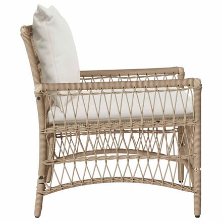 vidaXL Tuinstoel met kussen Beige 73 x 61 x 77 cm poly rattan