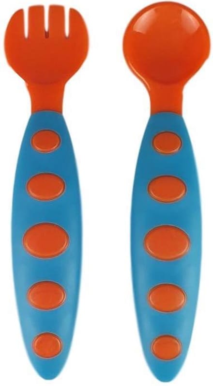 Baby bestekset - Blauw / Oranje - Kunststof 1