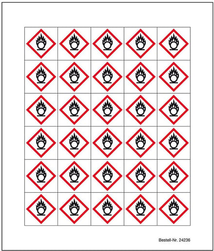 Minisymbool GHS03 oxiderende stoffen sticker