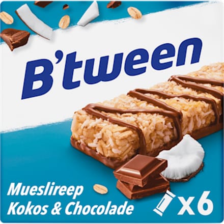 Tussendoortje Hero B'tween kokos chocolade 6pack reep 25gr