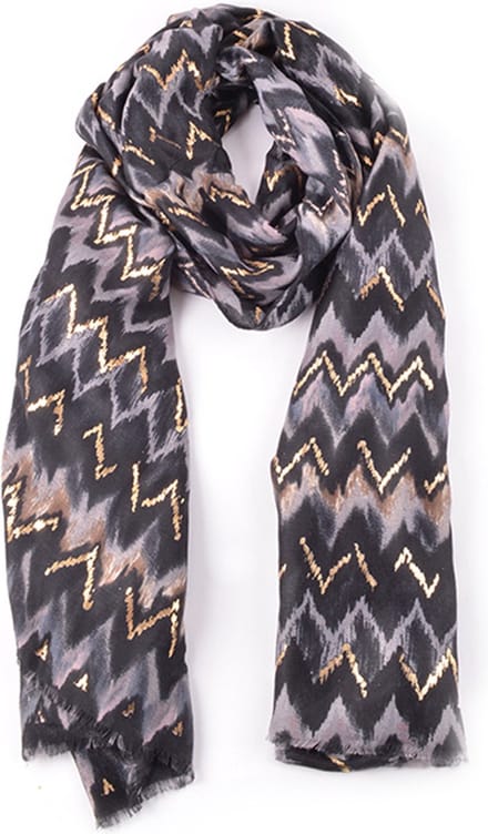 Giuliano '' in between season'' Zig Zag print - Zwart - Dames - Sjaal