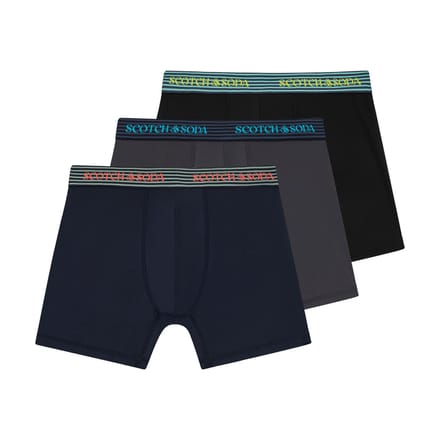 Scotch & Soda Active Stretch Boxer Briefs – Heren – Navy/Grijs/Zwart – 3-pack – Performance Fit Maat S