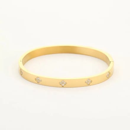 Bijoutheek Armband (Sieraad) Klaver Strass Bangle Goud