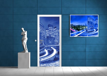 City Skyline Night Photo Wallcovering