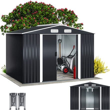 Gardebruk - Tuinhuis Metaal - 5m² met Fundering & Deuren  u2013 Antraciet