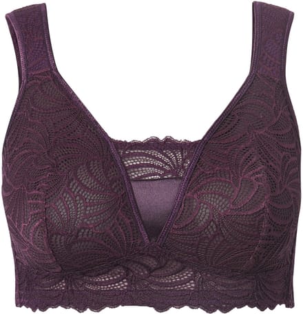 Ulla Popken - Dames - Bralette kant zonder beugel - Druivenrood - Maat 105D