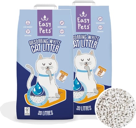 EasyPets Kattenbakvulling 2x 20L - Absorberend Wit - Extra Geurcontrole - Catsanitaire Hygiëne