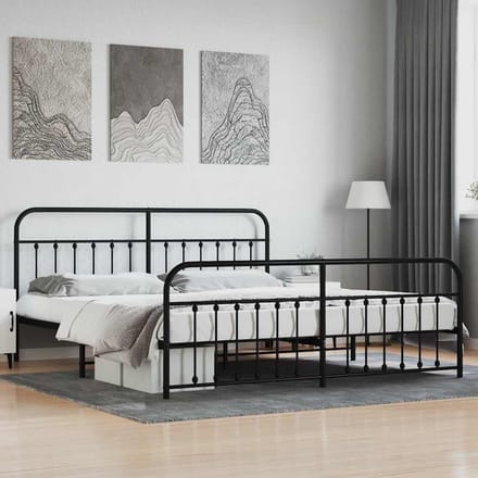 vidaXL - Bedframe - met - hoofd- - en - voeteneinde - metaal - zwart - 200x200 - cm
