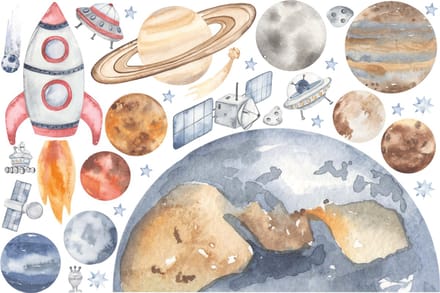 Muurstickers - PLANEET AARDE IN DE RUIMTE - Zelfklevende stickers - 60x90cm