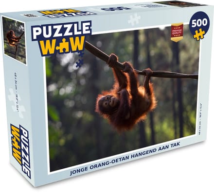 Puzzel Jonge orang-oetan hangend aan tak - Legpuzzel - Puzzel 500 stukjes
