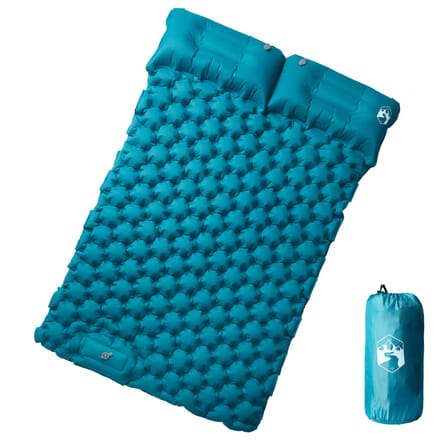 vidaXL - Kampeermatras - met - kussens - zelfopblazend - 2-persoons - blauw