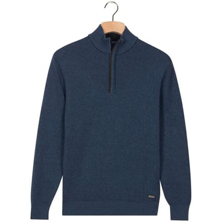 Baileys Trui Cotton Half Zip Allover Two-Tone Midden Blauw / male