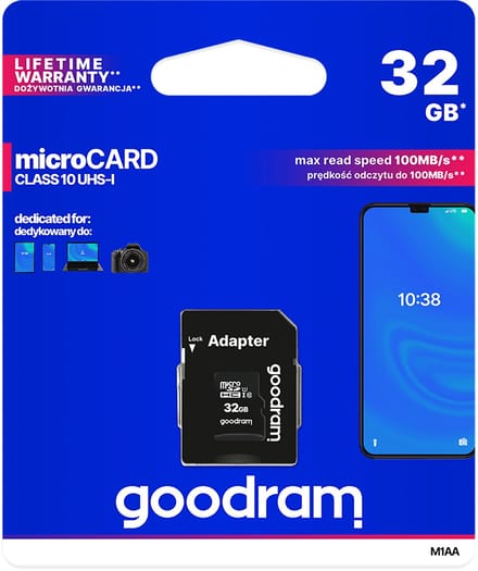 Goodram - Geheugenkaart - microSD - 32 GB - Class 10 - UHS-I - Adapter SD