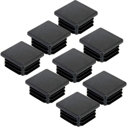 Vierkante Plastic Pluggen - Buis Eindkappen - Meubels Beschermen - Flexibele Ribbels - 5x5 cm - Zwart