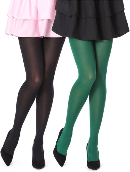 Bellivalini Dames Panty 2 Pak – 100 DEN - Polyamide - Microvezel - Zwart/Donkergroen (2Pack) – S - BLV-FI-1003-2P
