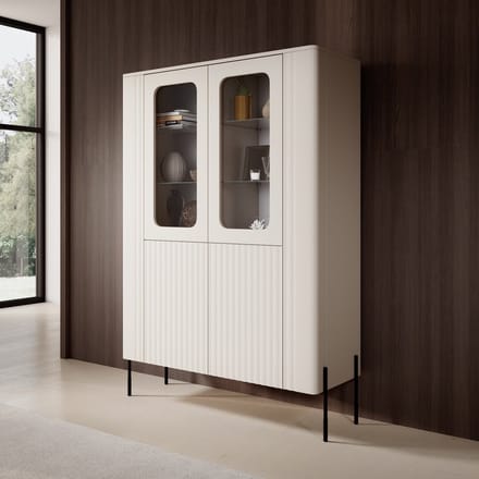 Meubella - Vivi - Vitrinekast - Beige - 110x40x160 cm