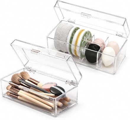Makeup tafel organiser set van 2 - stapelbare transparante ladeboxen - elegant en duurzaam - SnelShoppen