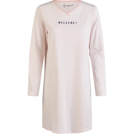 By Louise Dames Nachthemd Lange Mouw Roze Gestreept - Maat S