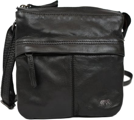 Bear Design Monique crossbody - Zwart – Leren schoudertas – Van leer – De Bear Design Monique crossbody is een compacte leren tas voor dagen waarop je alleen het nodige meeneemt