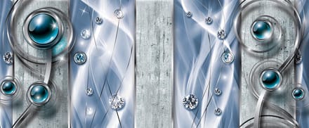 Silver Blue Black Abstract Modern Art Photo Wallcovering