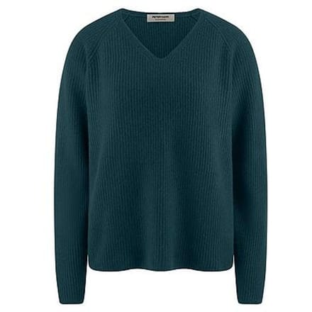 Trui V-hals 100% kasjmier Van Peter Hahn turquoise